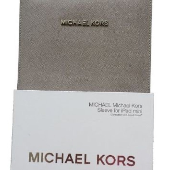 MICHAEL KORS Gray Saffiano Leather iPad Mini Padded Sleeve /Pouch /Case /Cover - Picture 3 of 8